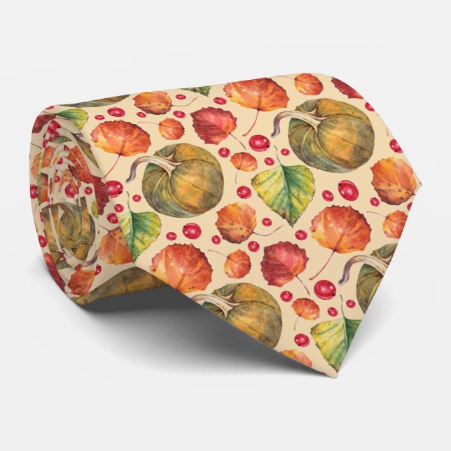 Cravate Citrouille Boho Terracotta Automne Feuilles Automn (Roulé)