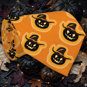 Cravate Citrouille Lumineuse Sorcière Sur Orange