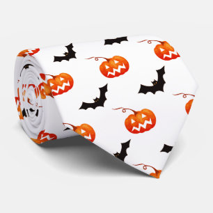 Cravate Citrouilles et chauves-souris d'Halloween, Trou ou