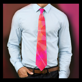 Cravate Citrus Motif Funky Orange Jaune & Rose Chaud