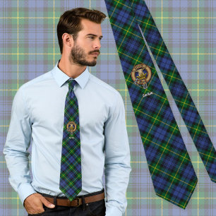 Cravate Clan Gordon Crest sur Tartan
