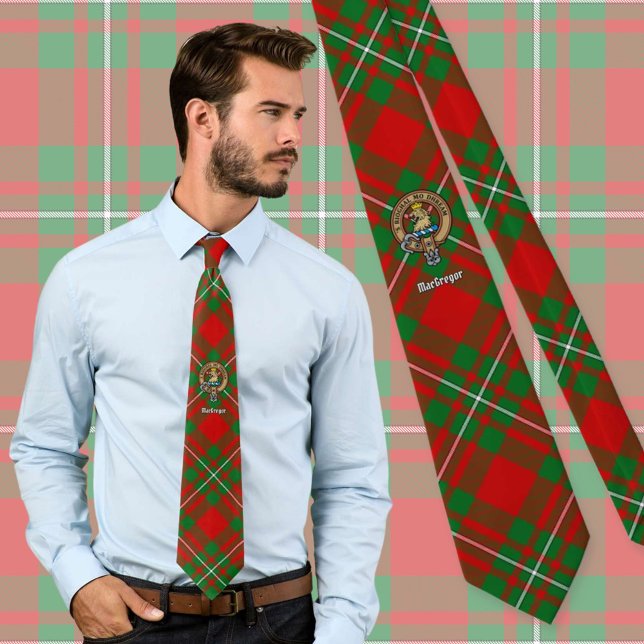 Cravate Clan Gregor Crest sur Tartan (Créateur téléchargé)