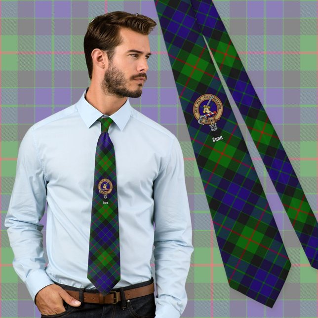 Cravate Clan Gunn Crest sur Tartan (Créateur téléchargé)