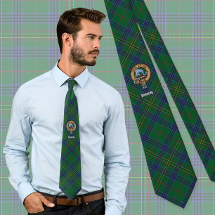 Cravate Clan Kennedy Crest sur Tartan