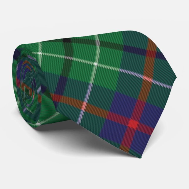 Cravate Clan Plaid Duncan Green Check Tartan (Roulé)