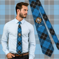 Clan Ramsay Crest sur Blue Hunter Tartan