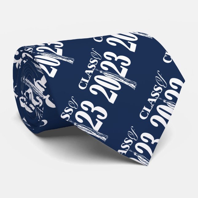 Cravate Classe de 2023 Tassel Blue Graduation design (Roulé)
