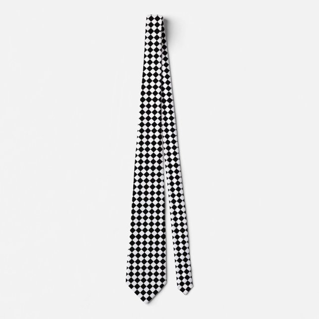Cravate Classic Diamond noir et blanc Checkers (Devant)
