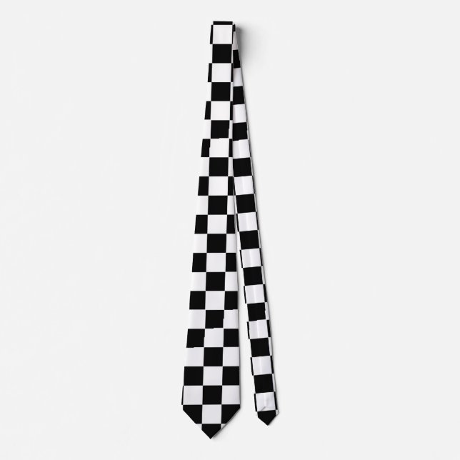 Cravate Classic noir blanc Carré Retro Checkerboard (Devant)