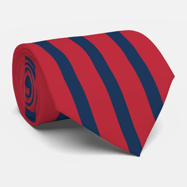 Cravate Classic rouge et bleu rayé (Roulé)