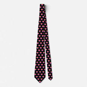 Cravate Classique Cute Chic Rainbow Ombre Coeurs Noir