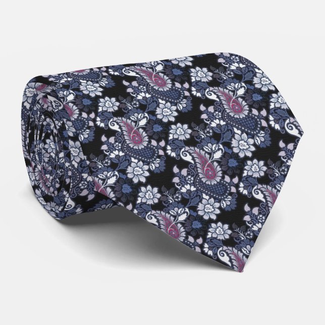 Cravate classique de la marine violet Paisley (Roulé)