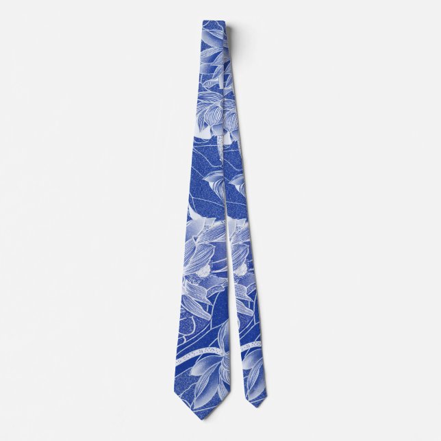 Cravate Classy Blue Chinoiserie Chic Blue Lotus Floral (Devant)