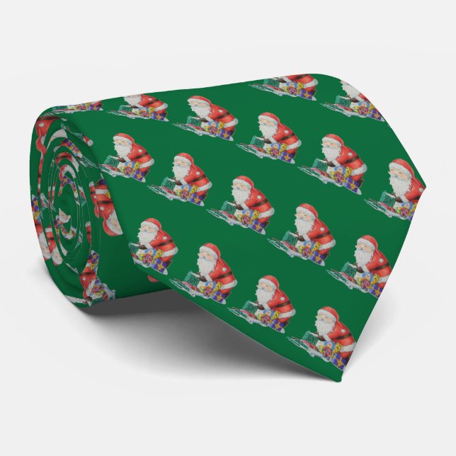 Cravate Clause santa mignonne avec pressies pour noël (Roulé)