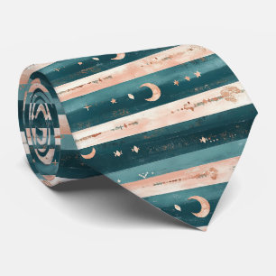 Cravate Clay & Teal Tribal Stars et rayure de Lune