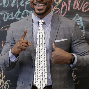 Cravate Clé squelette de hibou tribal noir blanc gothique