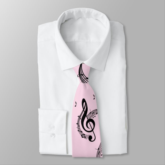 Cravate Climacic G Clef rose (Attaché)