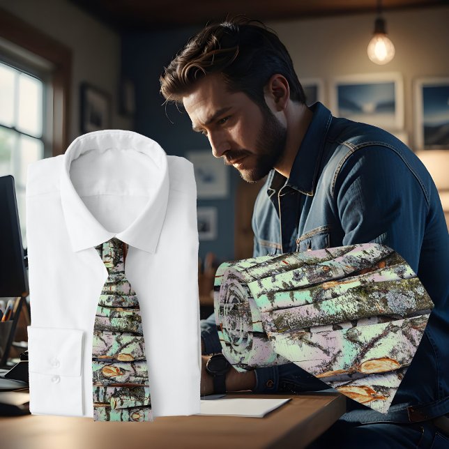 Cravate Close-up scene of birch log stumps, rustic charm (Créateur téléchargé)