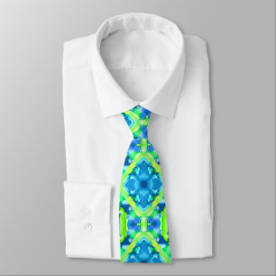 Cravate Cobalt Blue et Lime Green Tie Dye Motif