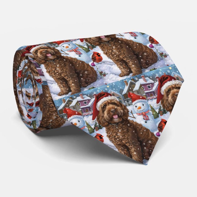 Cravate Cockapoo Winter Wonderland Christmas Joy (Roulé)