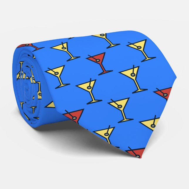 Cravate Cocktail des années cinquante Océan Bleu à deux cô (Roulé)