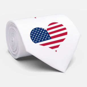 Cravate Coeur américain des Etats-Unis de drapeau de