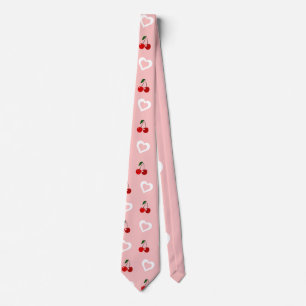 Cravate coeur cerise lancer oreiller
