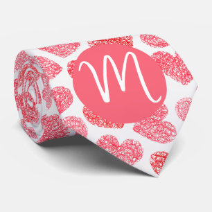 Cravate Coeur mignon rouge griffé Saint Valentin Monogramm