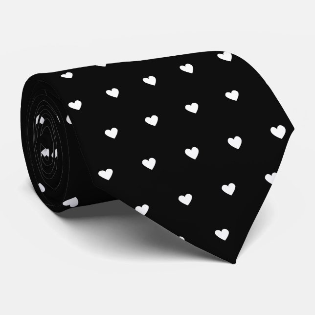 Cravate Coeur noir et blanc (Roulé)