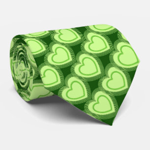 Cravate Coeurs abstraits modernes - vert de chaux