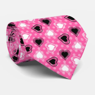 Cravate Coeurs dentelles Pois roses