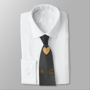 Cravate Coeurs d'or sur Black Elegant Valentine