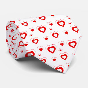 Cravate Coeurs rouges et blancs dans le Motif des coeurs