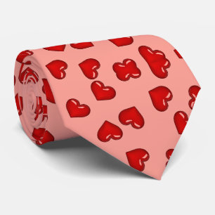 Cravate Cœurs rouges Simple sur motif rose