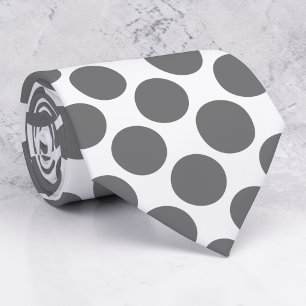 Cravate Col à pois gris sur fond blanc personnalisé