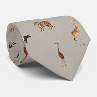 Cravate Col avec motif animaux de safari jungle gris