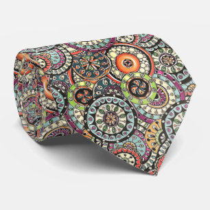 Cravate Col avec motif d'art floral abstrait coloré