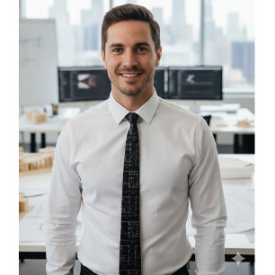 Cravate Col avec motif de plan architectural pour hommes