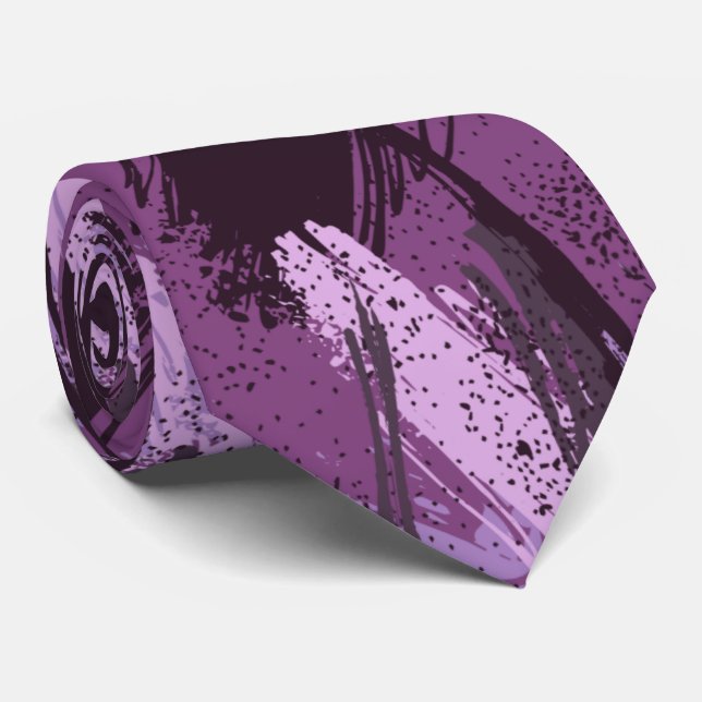 Cravate Col Camouflage Fleur de Prunier Lavande Violet Noi (Roulé)