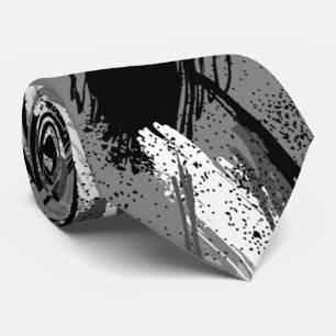 Cravate Col Camouflage Gris Charbon Blanc