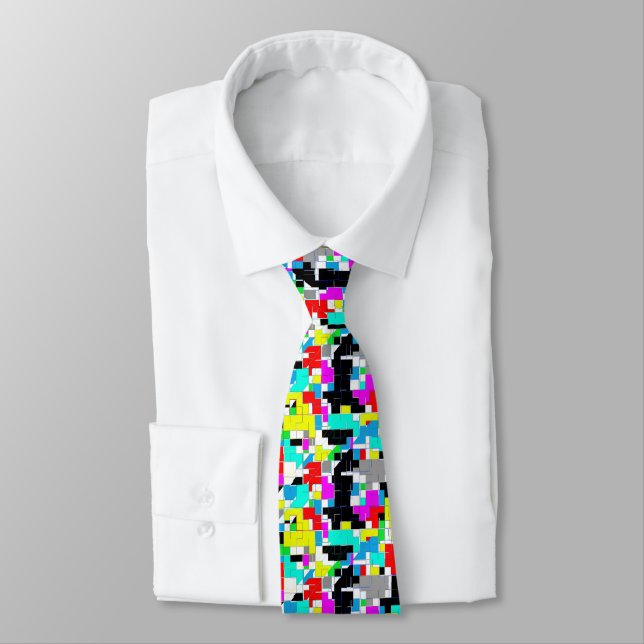 Cravate Col Cramé Motif d'Art Abstrait Funky (Attaché)