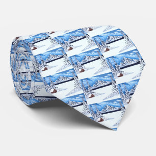 Cravate Col de foulard Scène hivernale merveilleuse