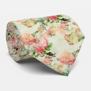 Cravate Col élégant avec des roses antiques roses pêche