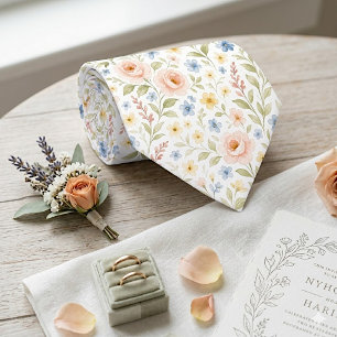 Cravate Col élégant chic avec roses florales pastel Art