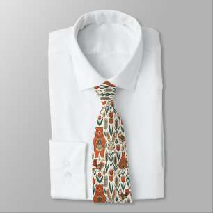 Cravate Col Foulard en Bois Ours Lapin Moineau Art Populai