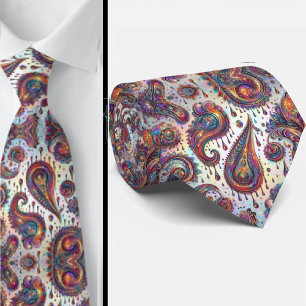 Cravate Col Foulard Paisley Opale Holographique Faux de Lu