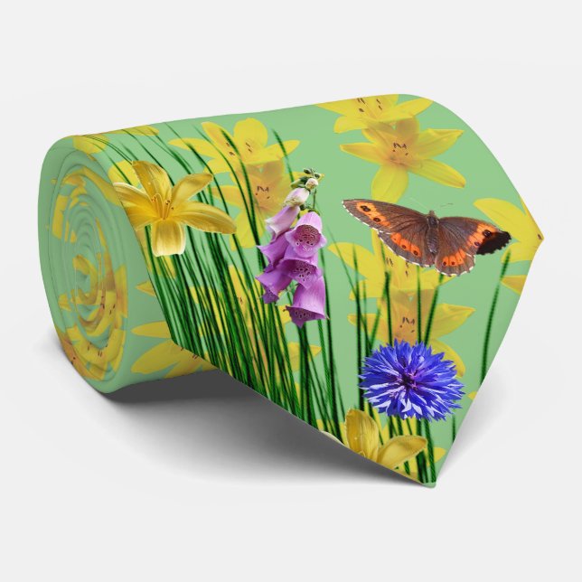 Cravate Col foulard papillon libellule Sauge florale (Roulé)