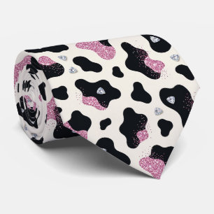 Cravate Col Glitter Imprimé Vache en Soie Façon   Cowgirl