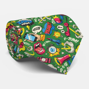 Cravate Col vibrant de style bande dessinée rétro motif cr