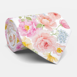Cravate Col vif de fleurs pastel pour le cou